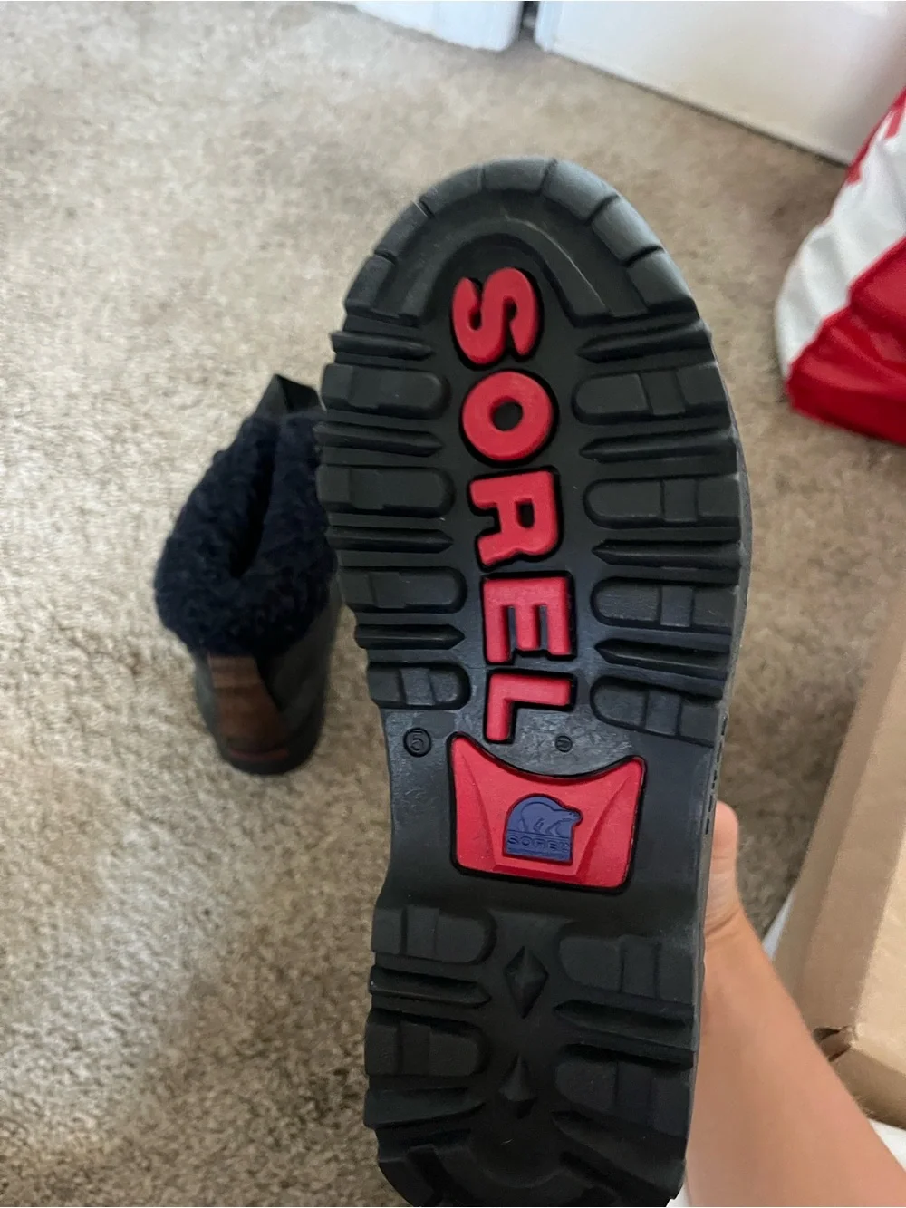 Sorel Black Lace-Up Winter Boots with Fleece Cuff